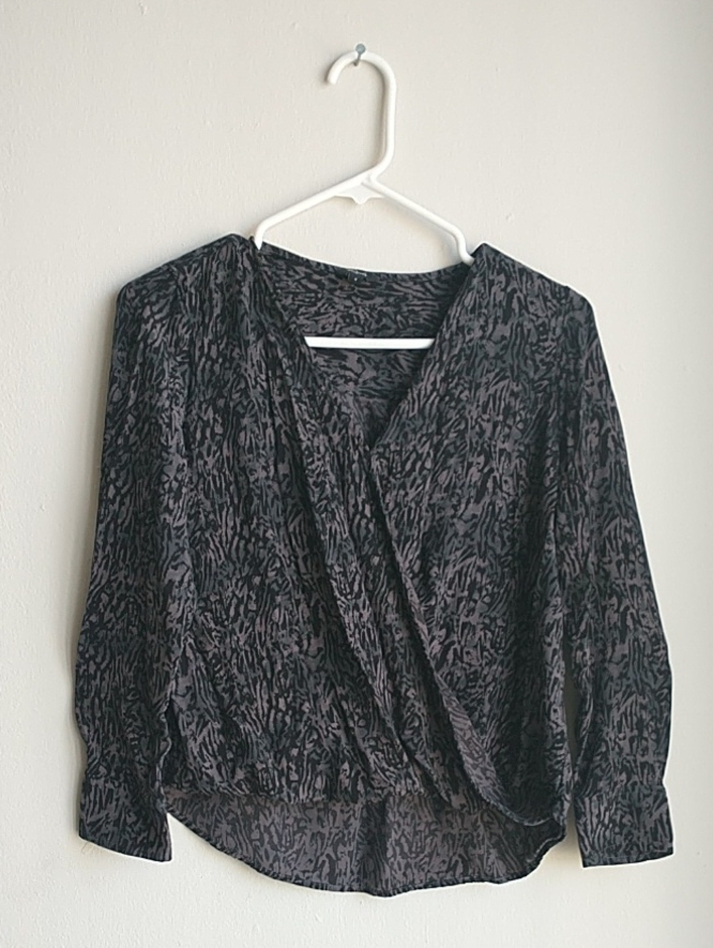 Rails Black & Charcoal Abstract Wrap Blouse